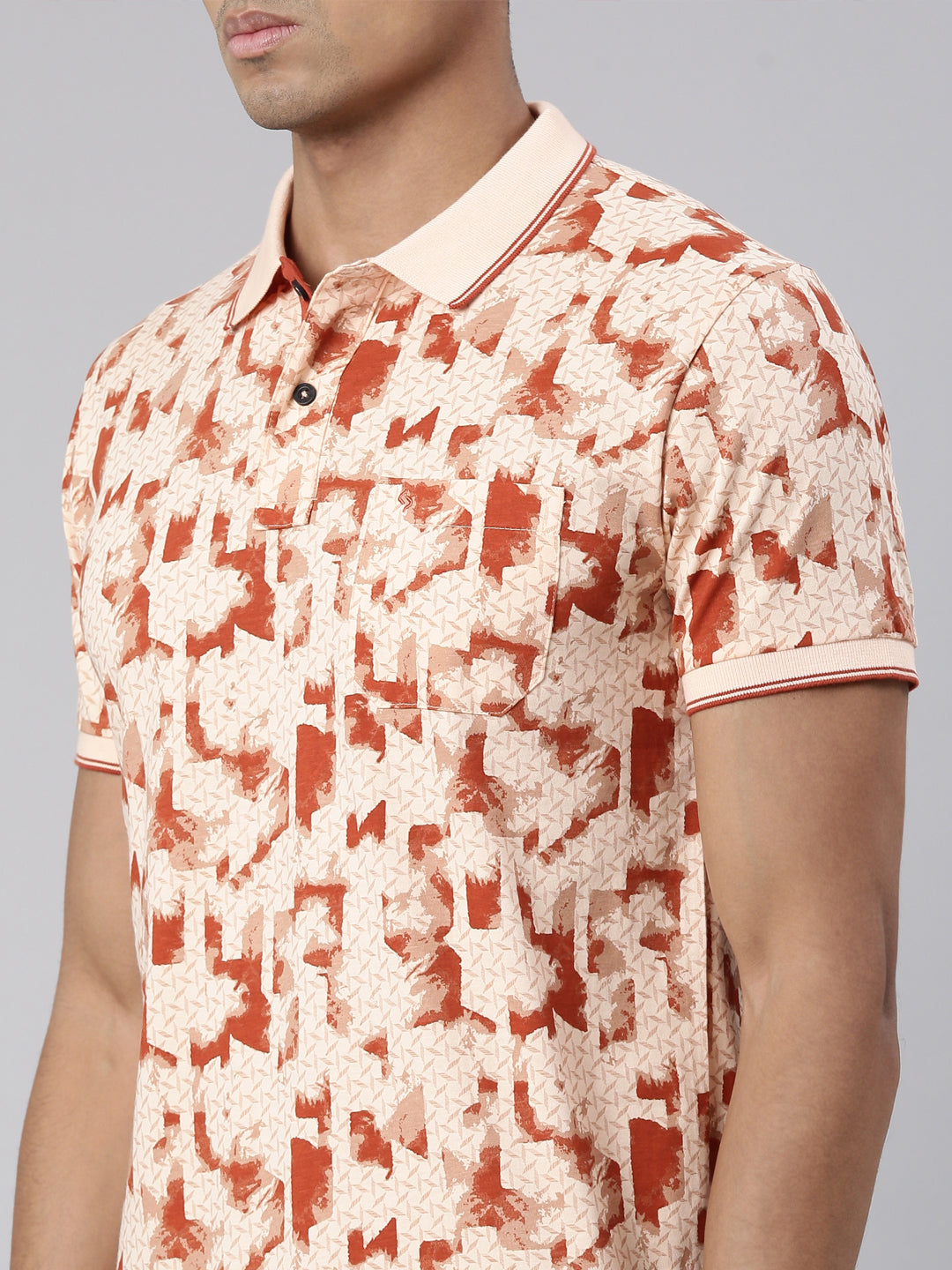 Classic Polo Men's Half Sleeve Lt.Orange Polo Neck Cotton Blend Slim Fit T-Shirt | BELLO - 307 A SF P