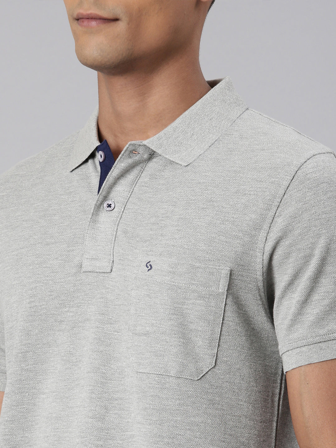 Classic Polo Men's Half Sleeve Grey Polo Neck Slim Fit Solid T-Shirt | TOY-VIROK-GREY MELANGE SF P