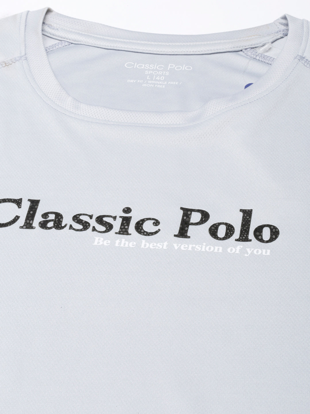 Classic Polo Mens Solid Lt.Grey Crew Neck Slim Fit T-Shirt | GEN-X-CREW 15 A SF C