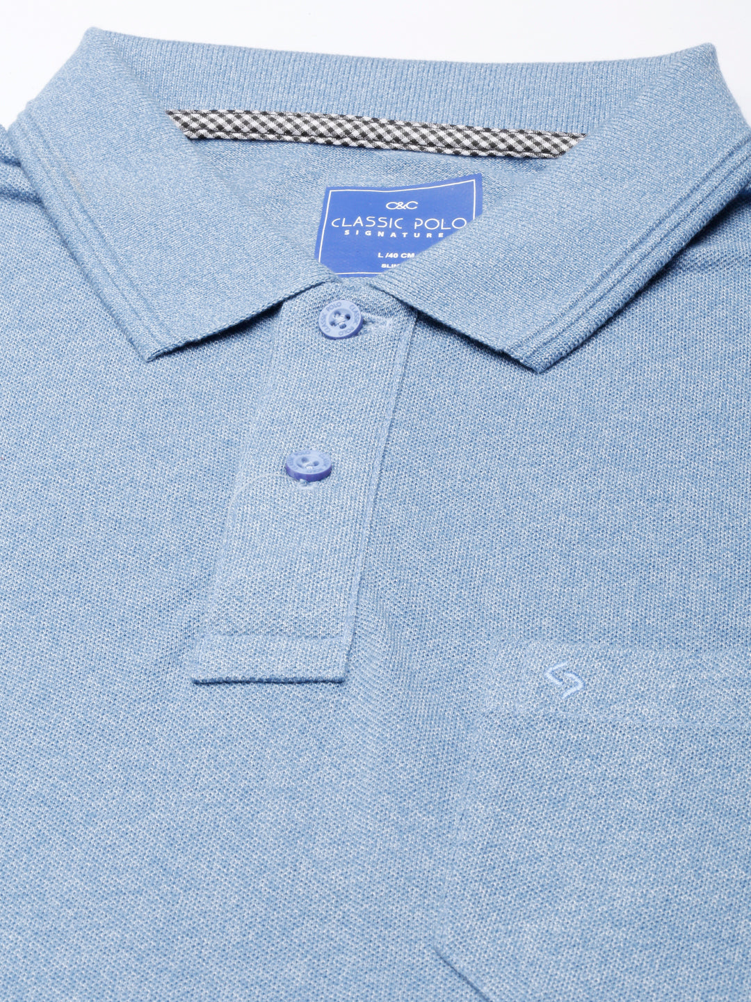 Classic Polo Mens Solid Blue Polo Neck Slim Fit T-Shirt | TOY-PROTEN-SKYBLUE SF P