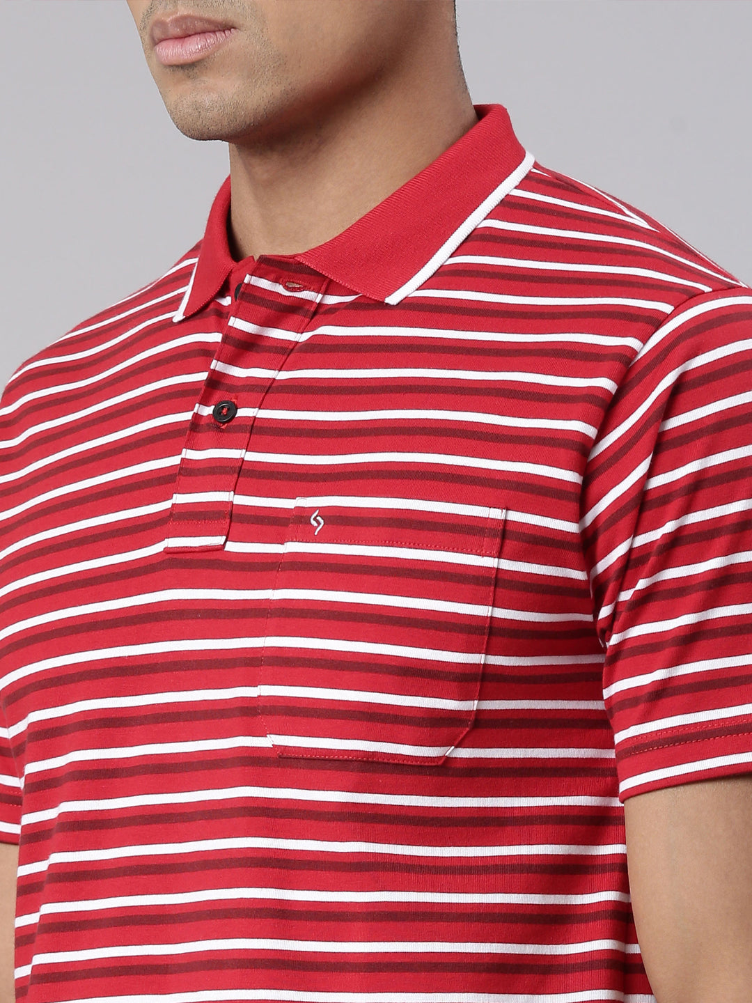 Classic Polo Men's Half Sleeve Red/White Polo Neck Cotton Blend Authentic Fit T-Shirt | FEEDERS - 259 A AF P