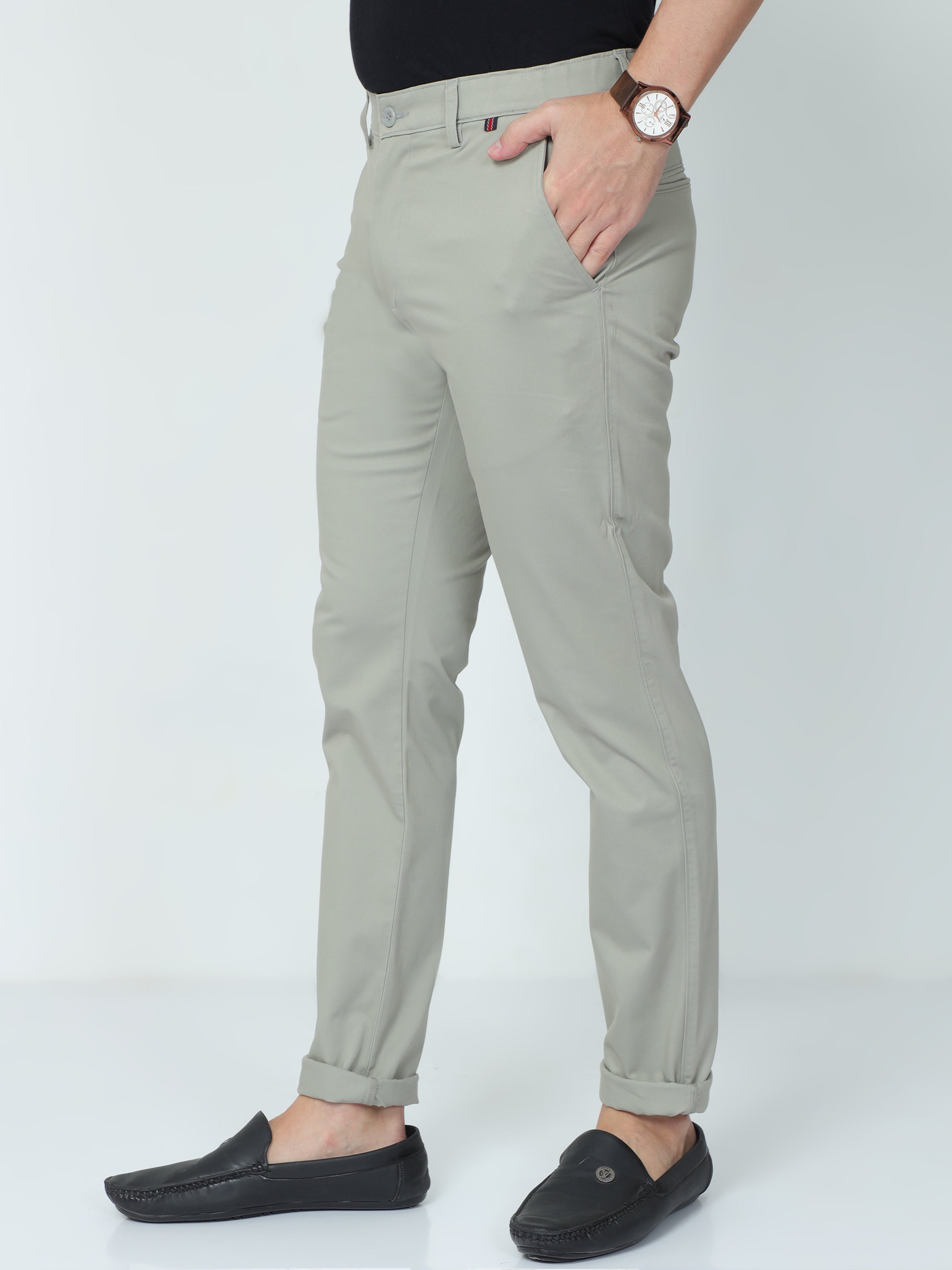 Classic Polo Mens Moderate Fit Solid Beige Color Trousers | To2-17 A-Pis-Mf-Ly