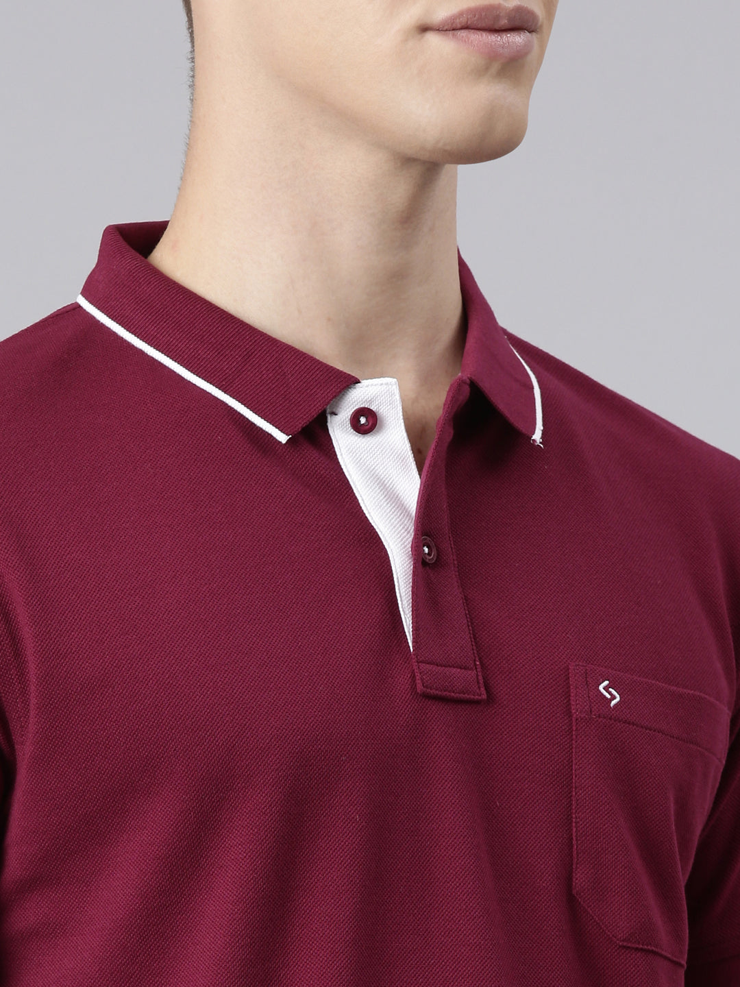 Classic Polo Men's Half Sleeve Burgundy Polo Neck Slim Fit Solid T-Shirt | ECM-NOVA - BURGANDY SF P