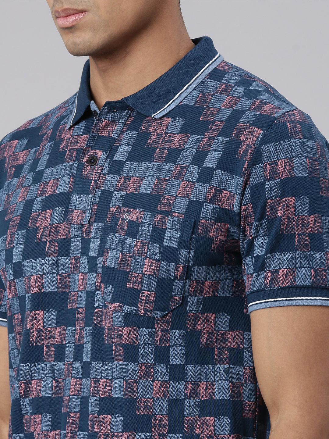 Classic Polo Men's Half Sleeve Blue Polo Neck Cotton Blend Slim Fit T-Shirt | BEAU - 266 B SF P