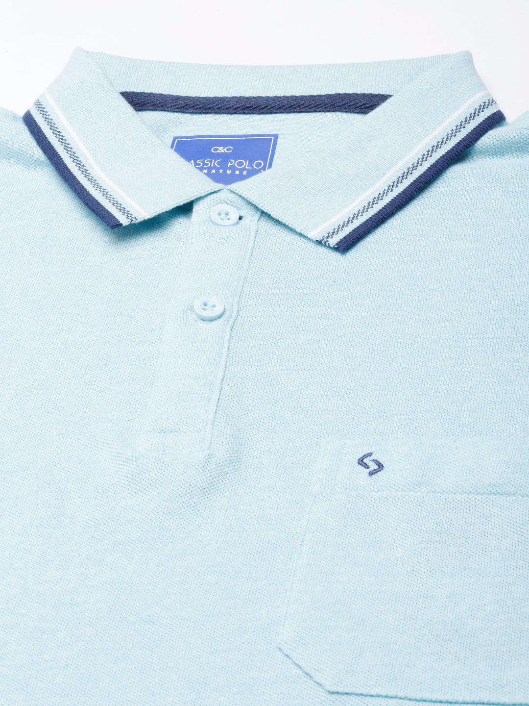 Classic Polo Mens Solid Aqua Blue Polo Neck Slim Fit T-Shirt | TOY-TOZA-AQUA SF P