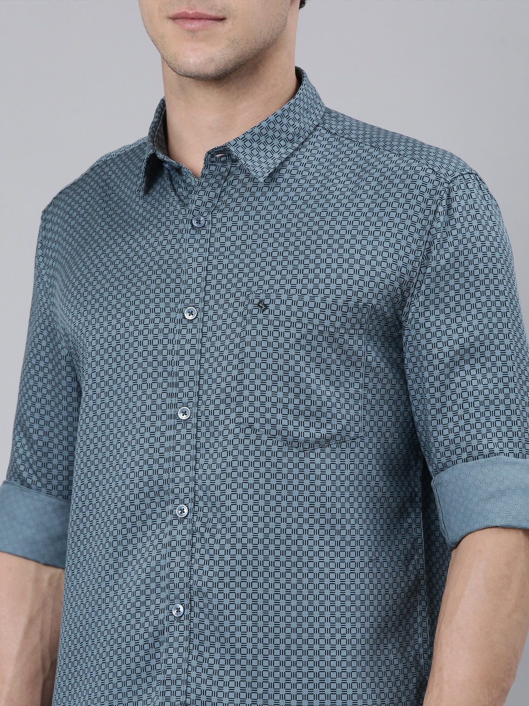 Classic Polo Men's Full Sleeve Lt.Teal Polo Neck 100% Cotton Slim Fit Shirt | SP2-CL-69 A-FS-PRT-SF