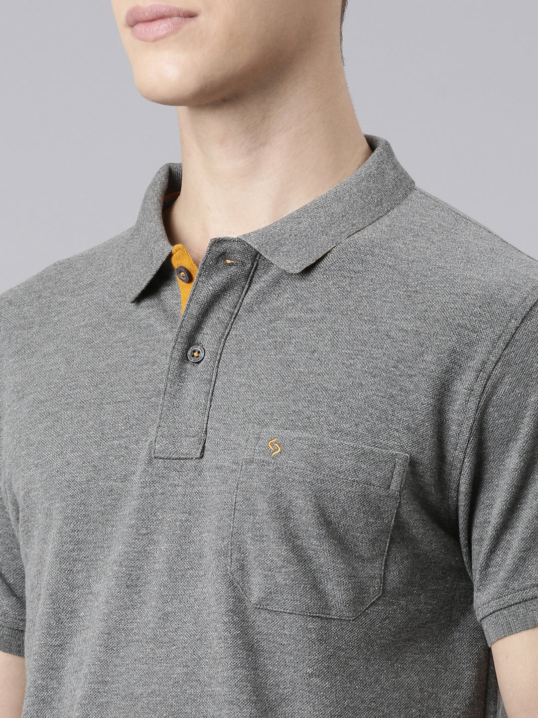 Classic Polo Men's Half Sleeve Dark Grey Polo Neck Slim Fit Solid T-Shirt | TOY-VIROK-ANTRA MELANGE SF P