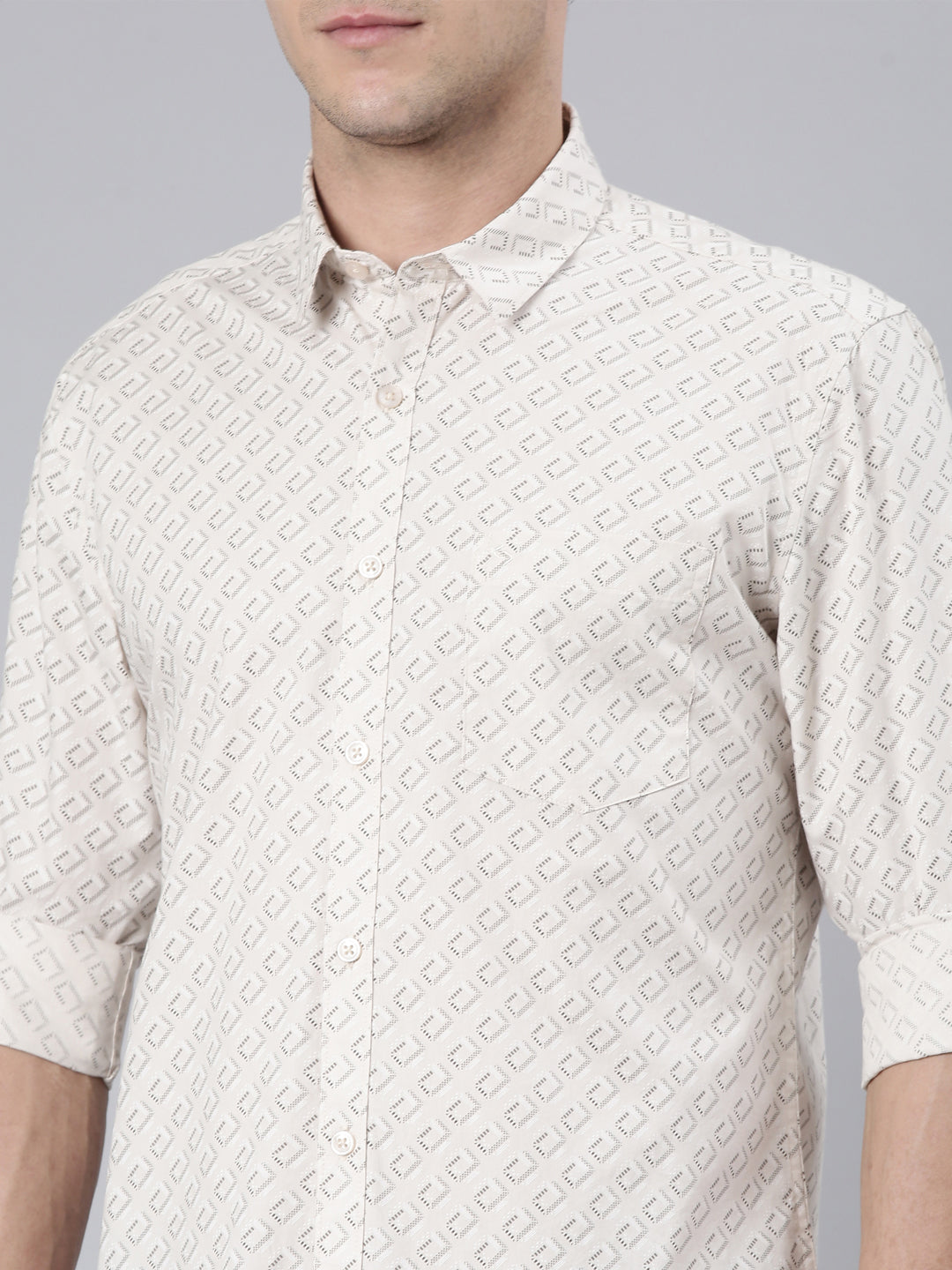 Classic Polo Men's Full Sleeve Lt.Beige Polo Neck 100% Cotton Slim Fit Shirt | SP2-CL-57 B-FS-PRT-SF