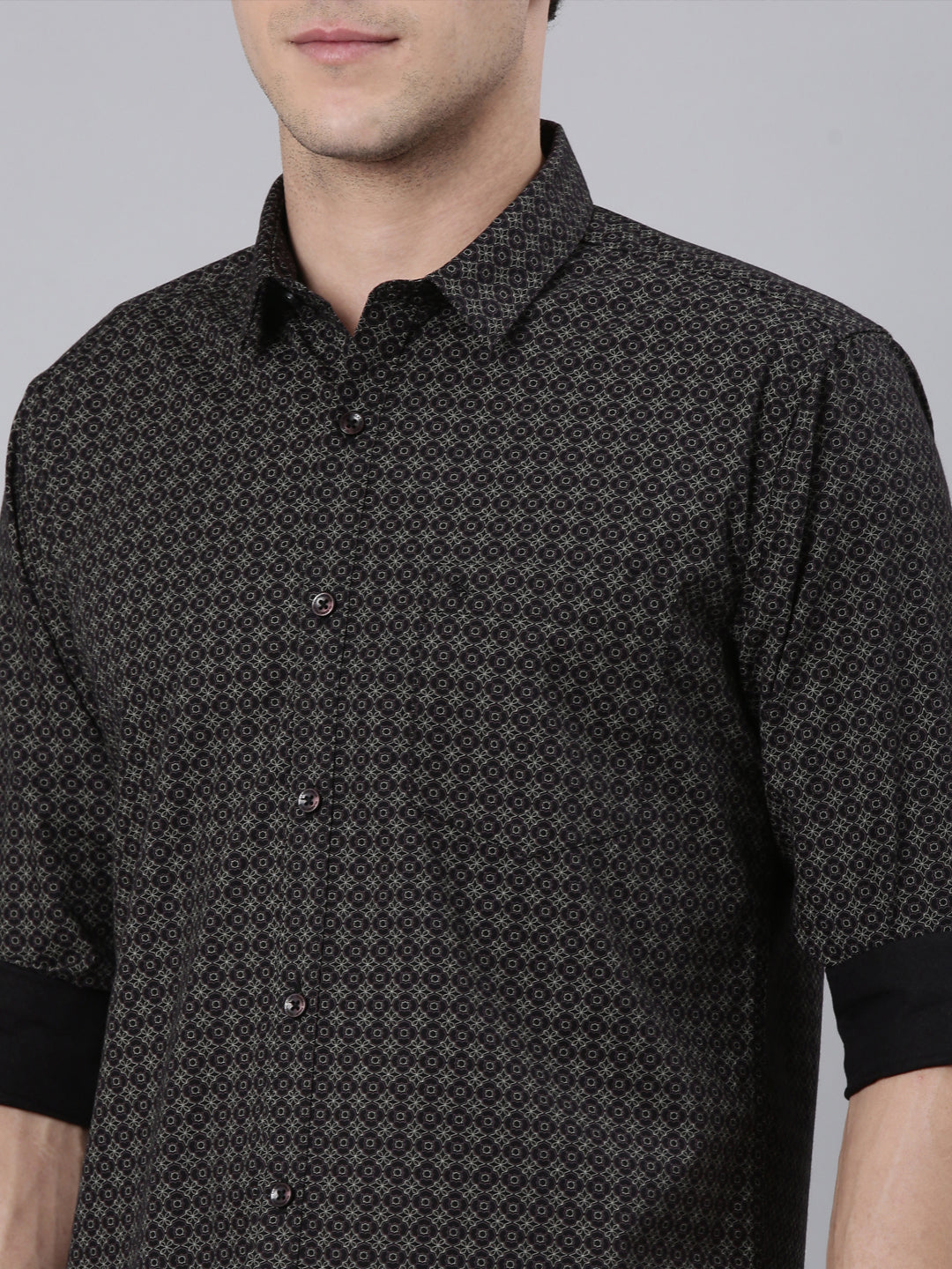 Classic Polo Men's Full Sleeve Black/Grey Polo Neck 100% Cotton Slim Fit Shirt | SP2-CL-58 A-FS-PRT-SF