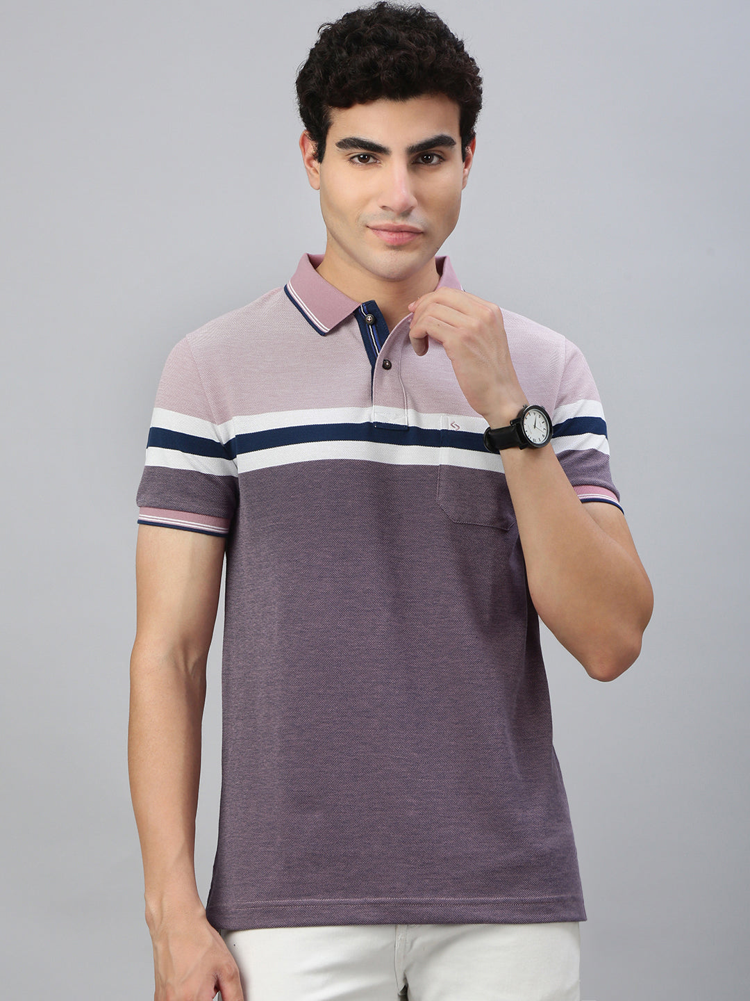 Classic Polo Men's Half Sleeve Multicolor Polo Neck Slim Fit Striped T-Shirt||VTA - 295 A SF P