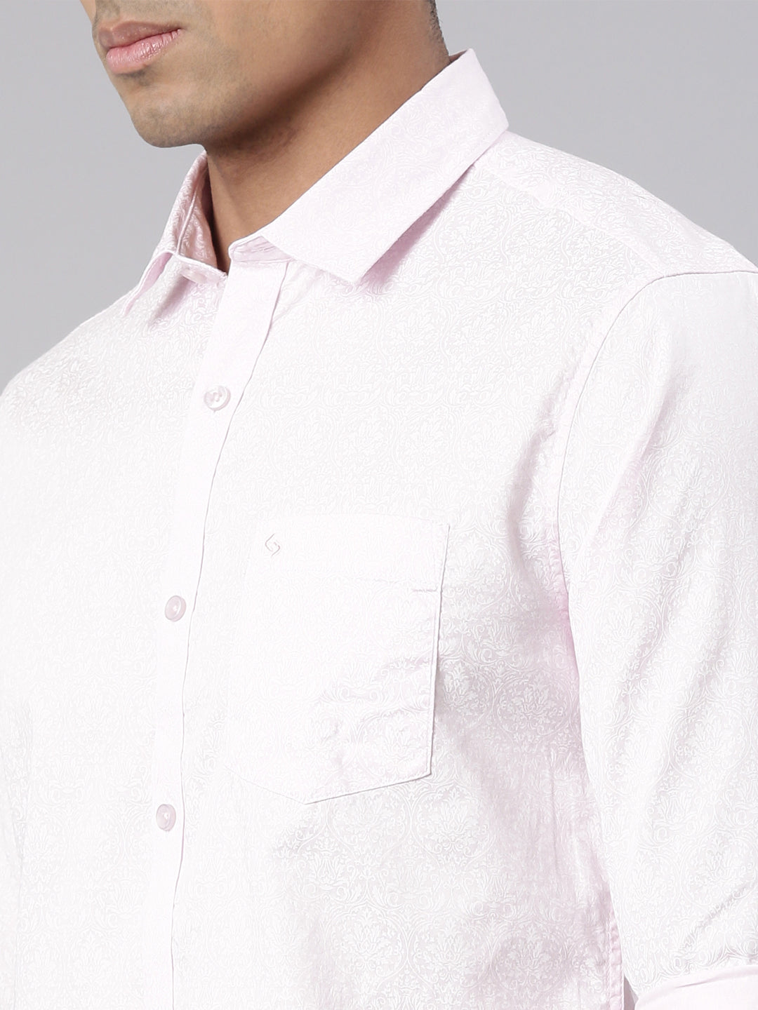 Classic Polo Men's Full Sleeve Lt.Pink/White Polo Neck Cotton Slim Fit Casual Shirt | SP2-139-PRT-SF FS