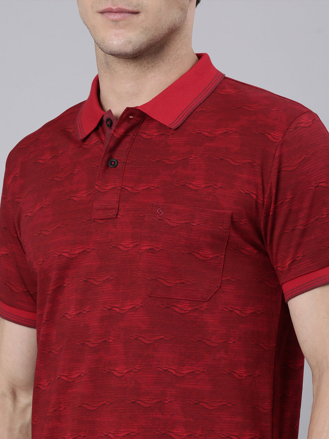 Classic Polo Men's Half Sleeve Red Polo Neck Cotton Blend Slim Fit T-Shirt | BELLO - 301 A SF P