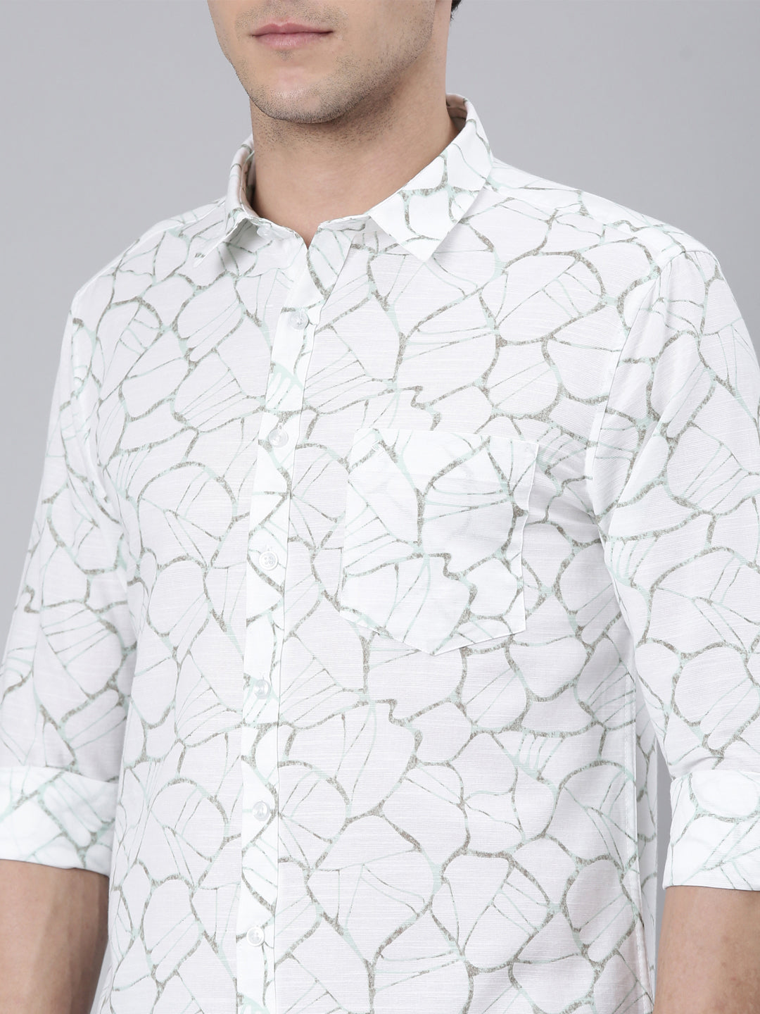 Classic Polo Men's Full Sleeve White/Grey Polo Neck 100% Cotton Slim Fit Shirt | SP2-CL-20 C-FS-PRT-SF
