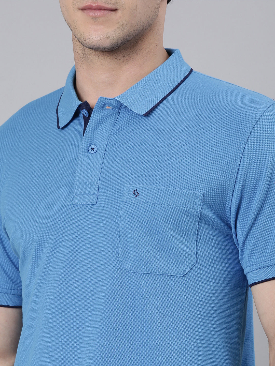 Classic Polo Men's Blue Polo Neck Slim Fit T-Shirt | 4SSN 203
