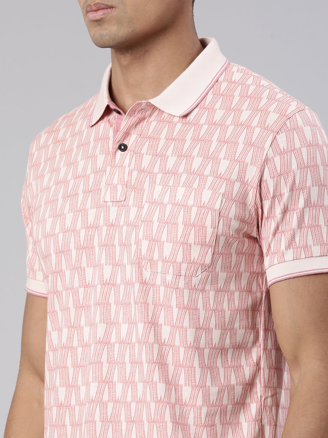 Classic Polo Men's Half Sleeve Peach Polo Neck Cotton Blend Slim Fit T-Shirt | BELLO - 304 A SF P