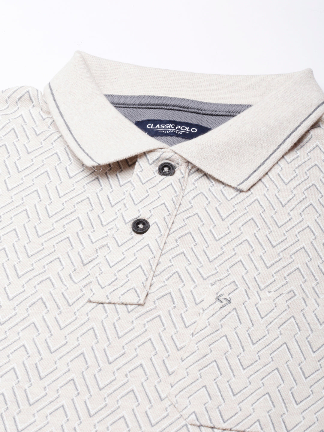 Classic Polo Mens Aop Cream Polo Neck Slim Fit T-Shirt | BEAU - 244 B SF P