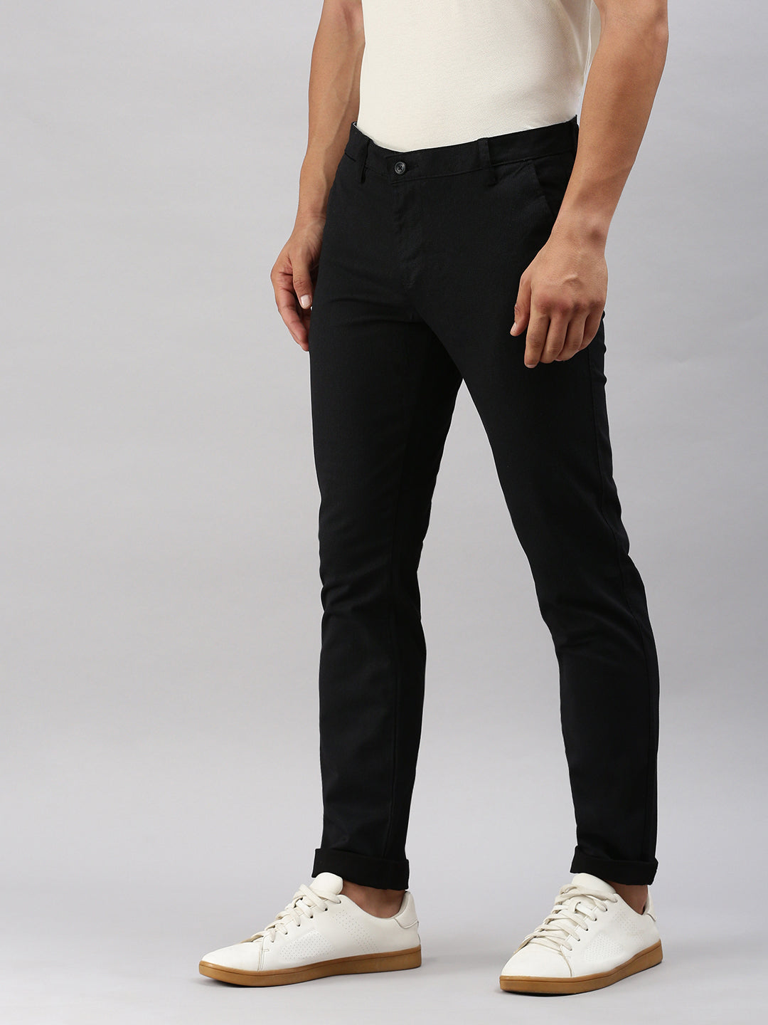 Classic Polo Men's Black Cotton Moderate Fit Trousers | TP2-CL 04 C-BLK-MF-LY