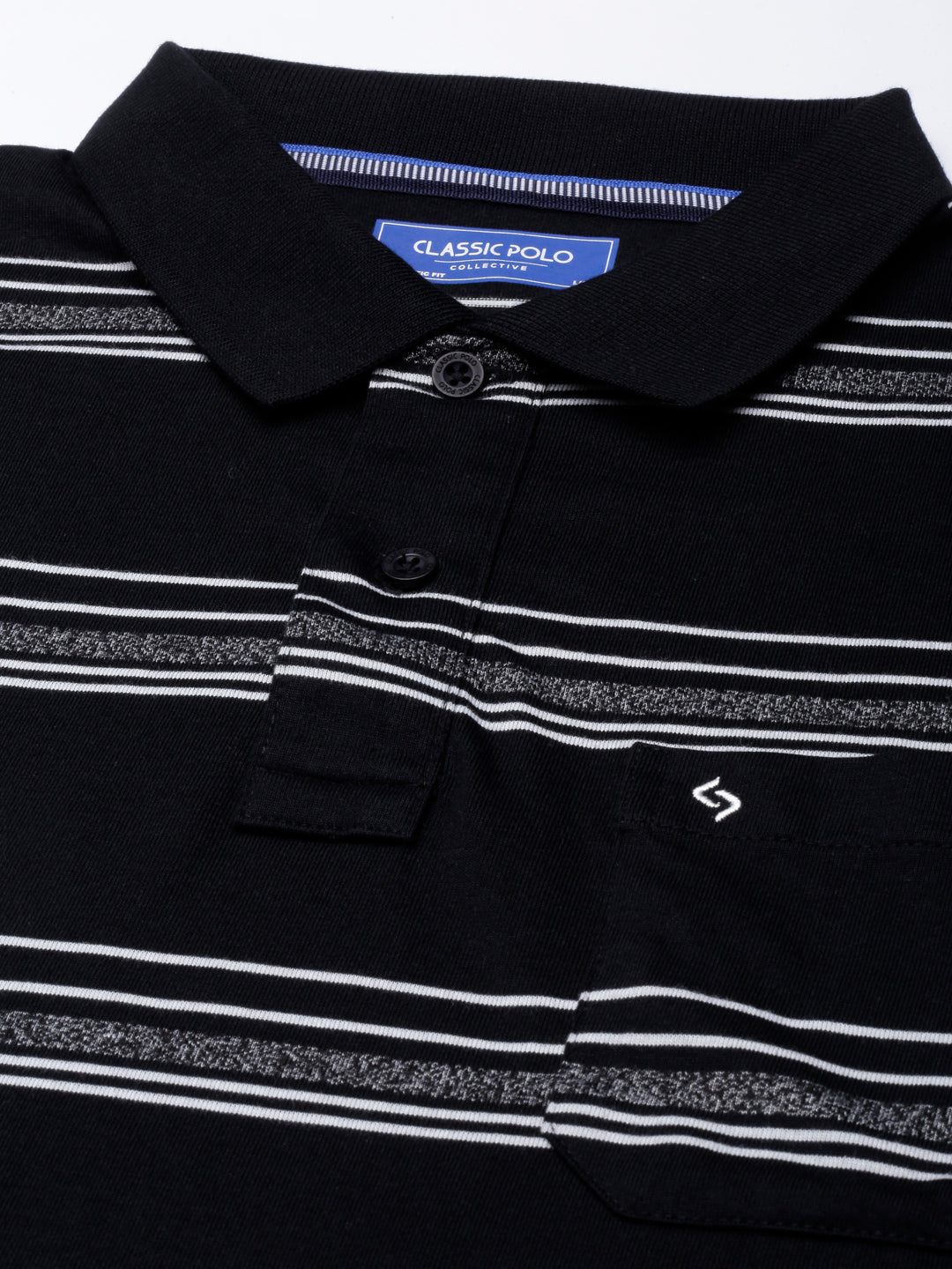 Classic Polo Mens Striped Black Polo Neck Authentic Fit T-Shirt | AVON - 560 B AF P