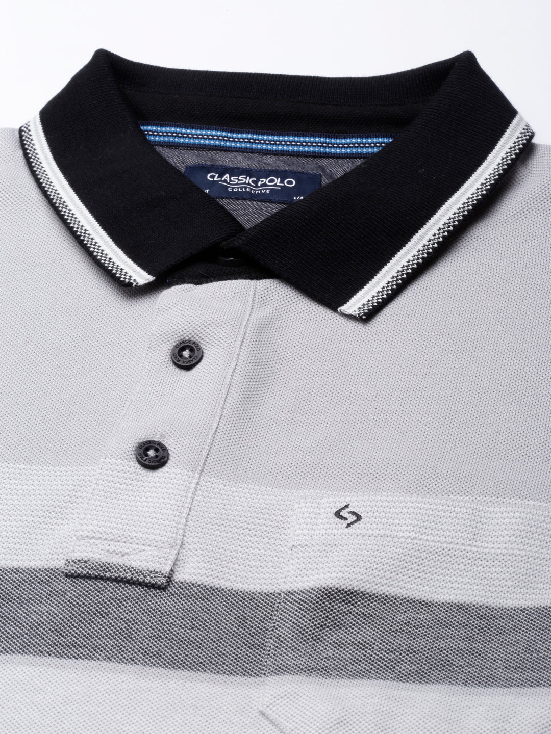 Classic Polo Mens Printed Grey/Black Polo Neck Slim Fit T-Shirt | VTA - 266 B SF P