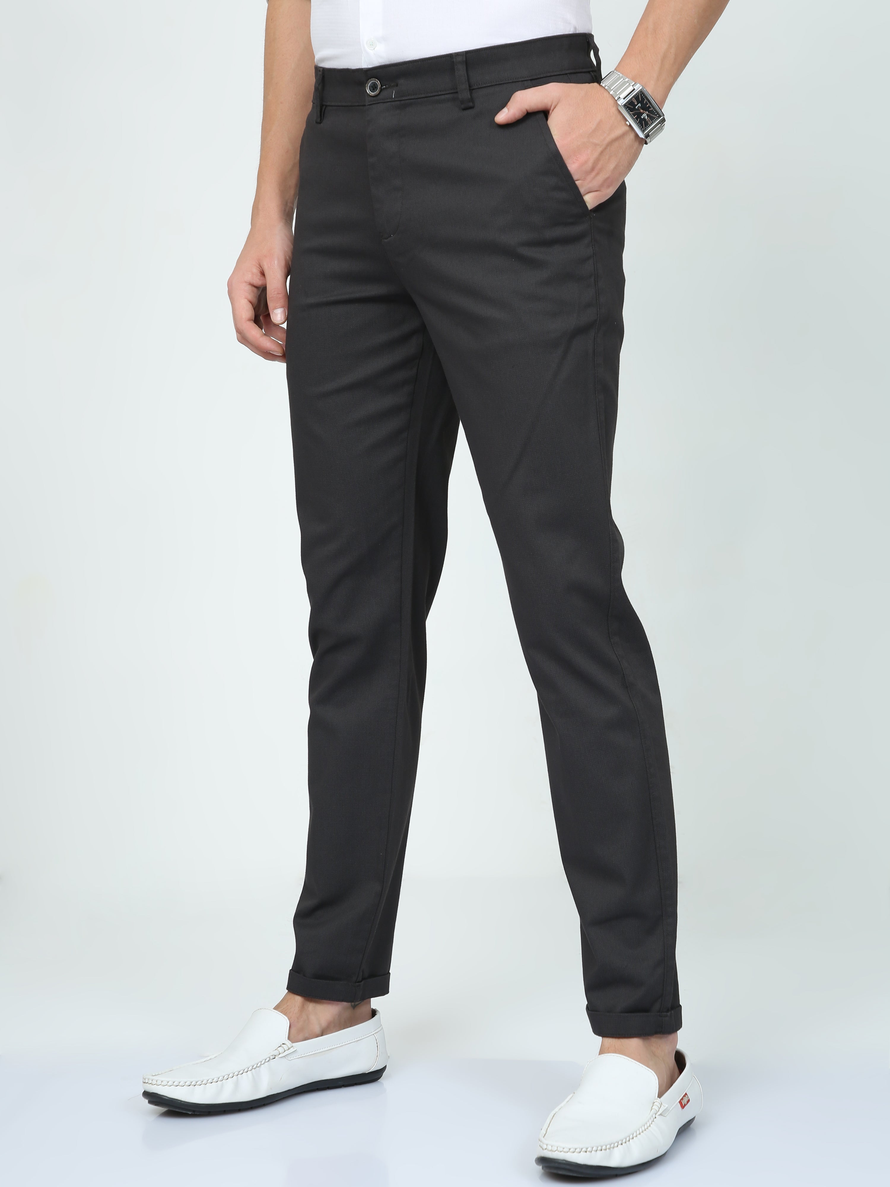 CP BRO Mens Ankle Fit Solid Brown Color Trousers | Tbo2-01 B-Brn-Af-Ly