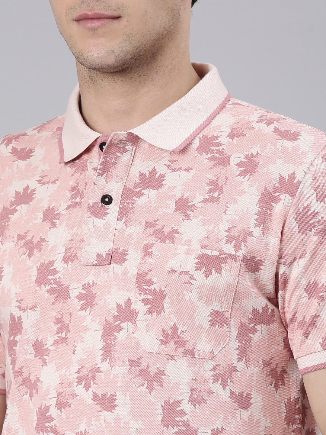 Classic Polo Men's Half Sleeve Lt.Peach Polo Neck Cotton Blend Slim Fit T-Shirt | BEAU - 268 B SF P