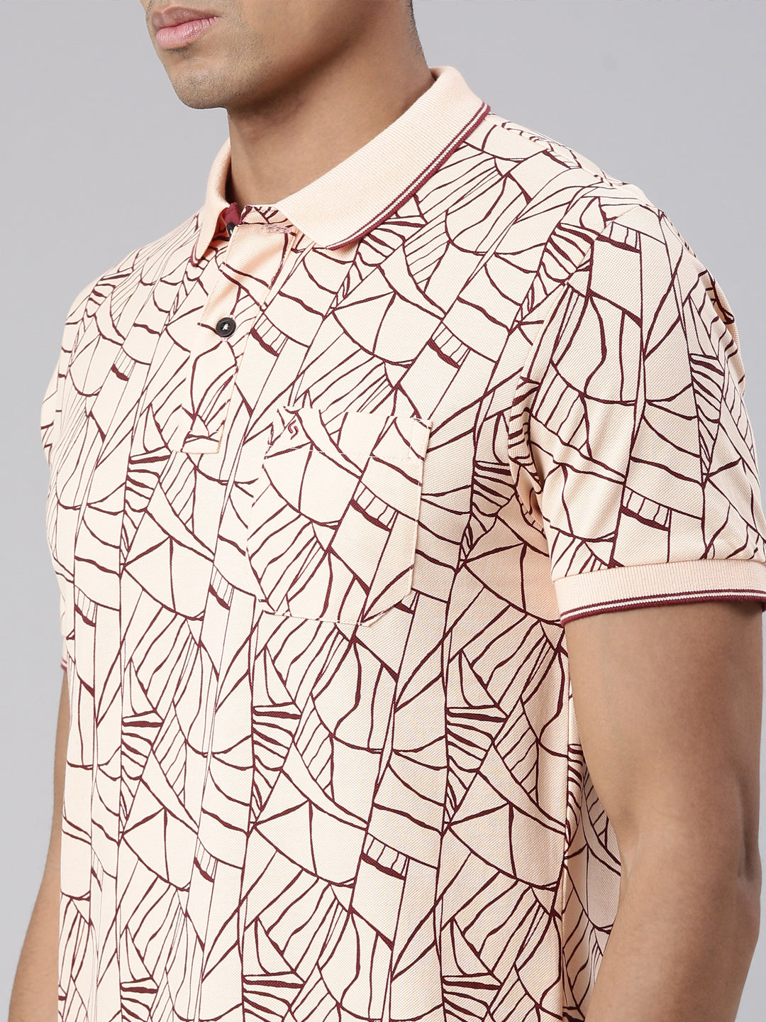 Classic Polo Men's Half Sleeve Lt.Orange/Brown Polo Neck Cotton Blend Slim Fit T-Shirt | BEAU - 264 B SF P