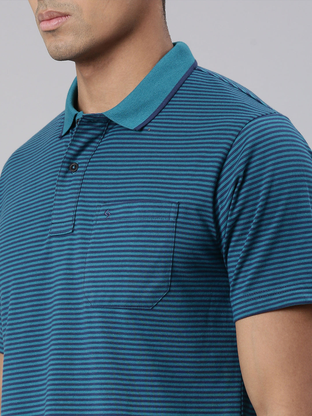 Classic Polo Men's Half Sleeve Teal Polo Neck Cotton Blend Authentic Fit T-Shirt | FEEDERS - 260 A AF P