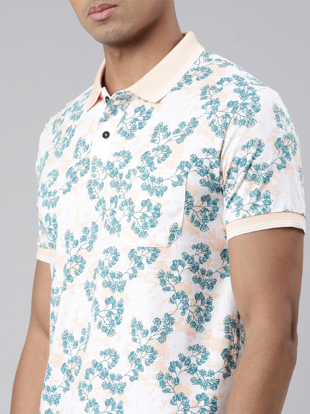 Classic Polo Men's Half Sleeve White/Blue Polo Neck Cotton Blend Slim Fit T-Shirt | BELLO - 302 A SF P