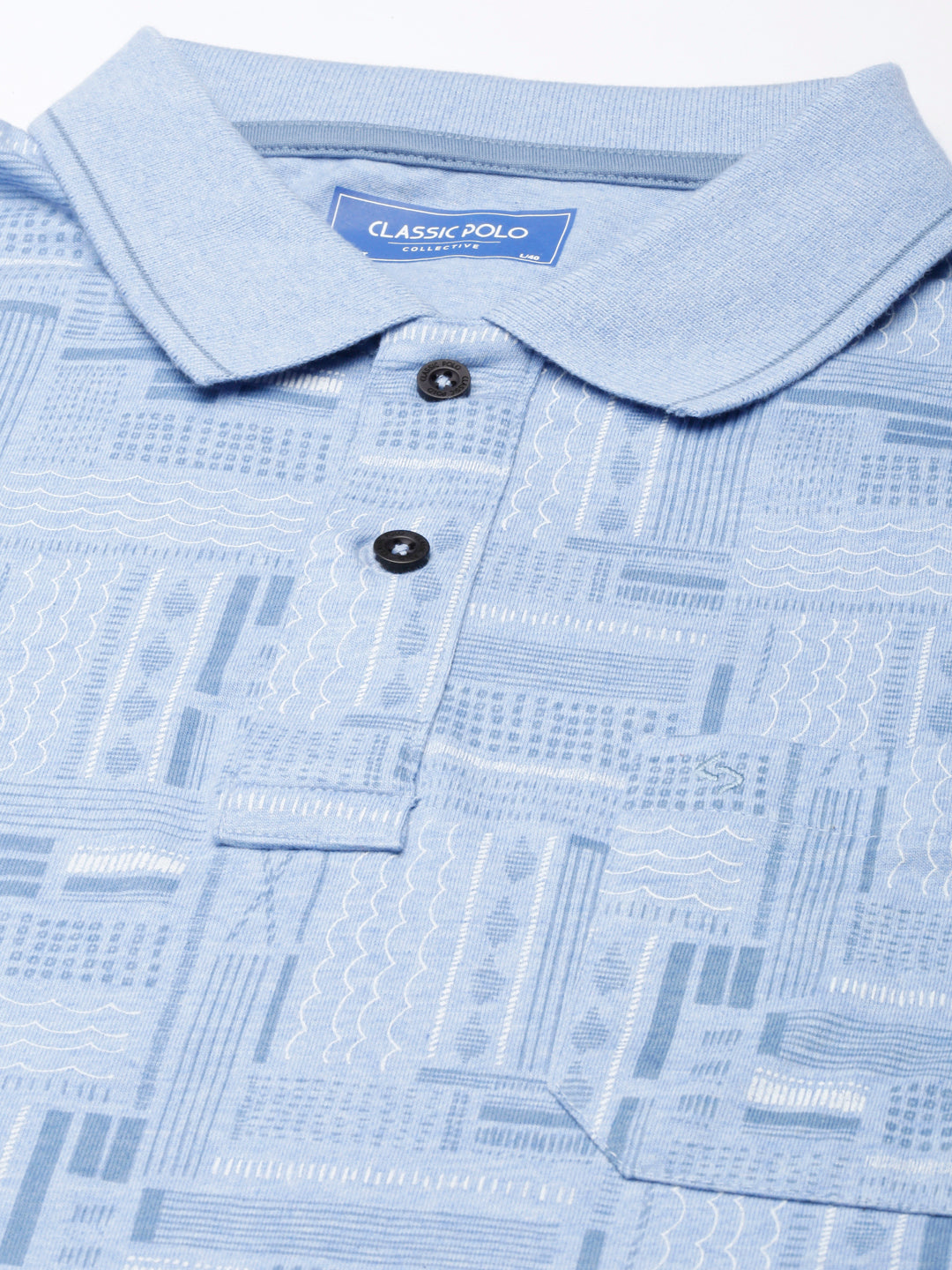 Classic Polo Mens Aop Lt.Blue Polo Neck Slim Fit T-Shirt | BELLO - 273 A SF P