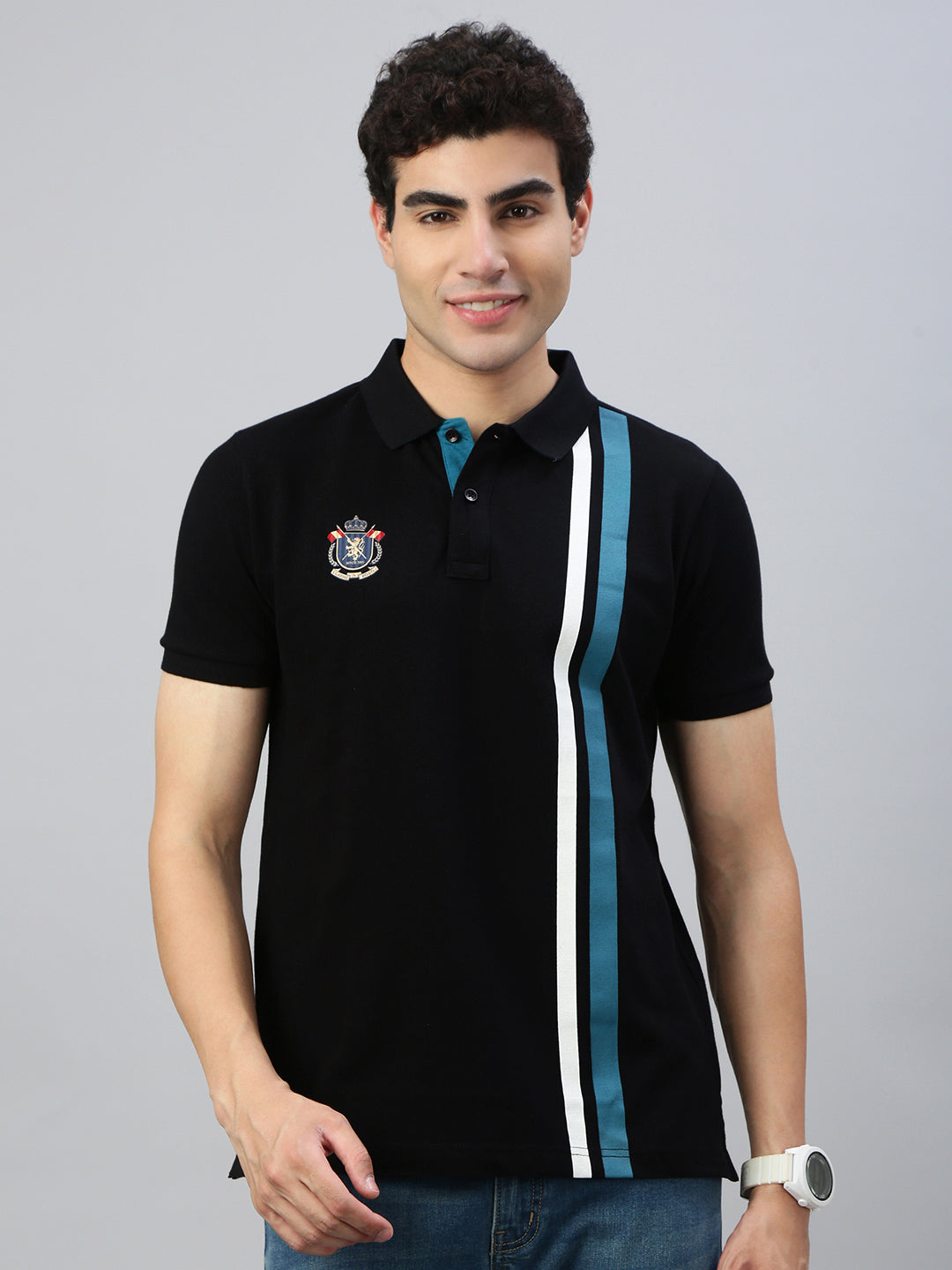 Classic Polo Men's Half Sleeve Black Polo Neck Slim Fit Solid T-Shirt||GEN-X-POLO 35 A SF P