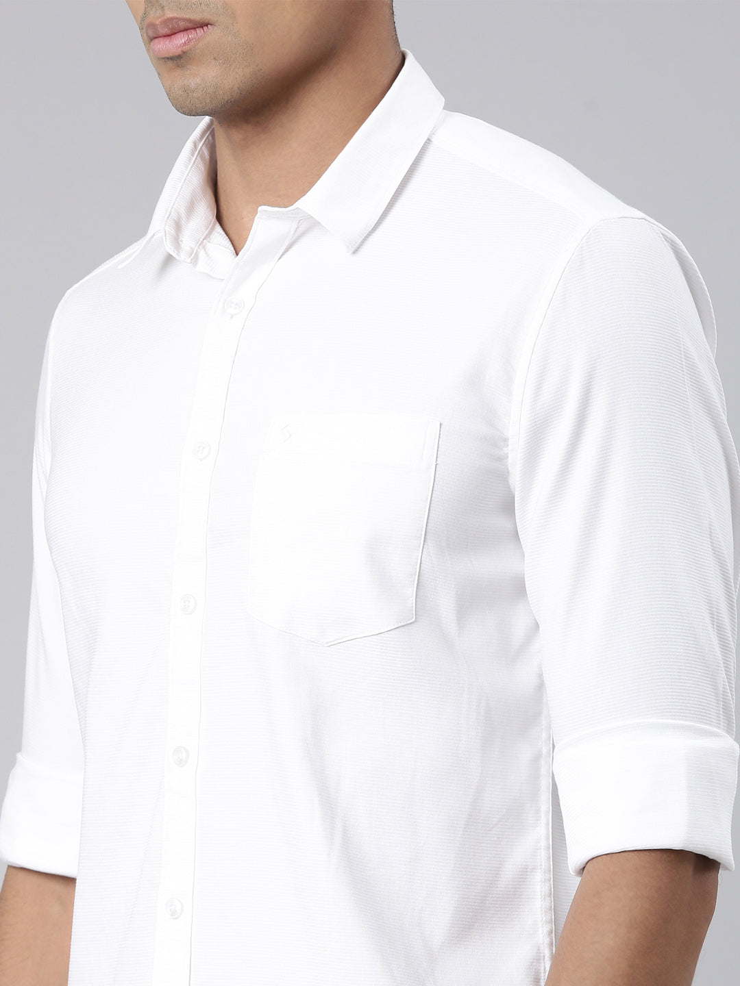 Classic Polo Men's Full Sleeve White Polo Neck Cotton Slim Fit Casual Shirt | SP2-CL-54 A-FS-SLD-SF