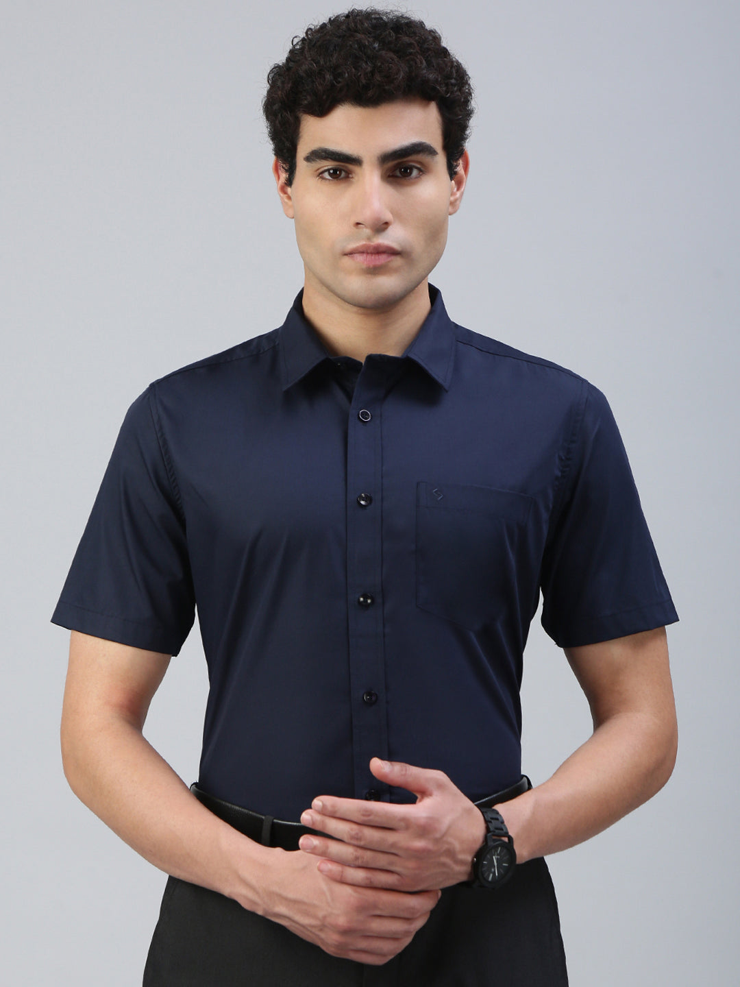Classic Polo Men's Half Sleeve Navy Blue Polo Neck Slim Fit Solid Shirt||TOY-NEXGEN-NAVY SF HS