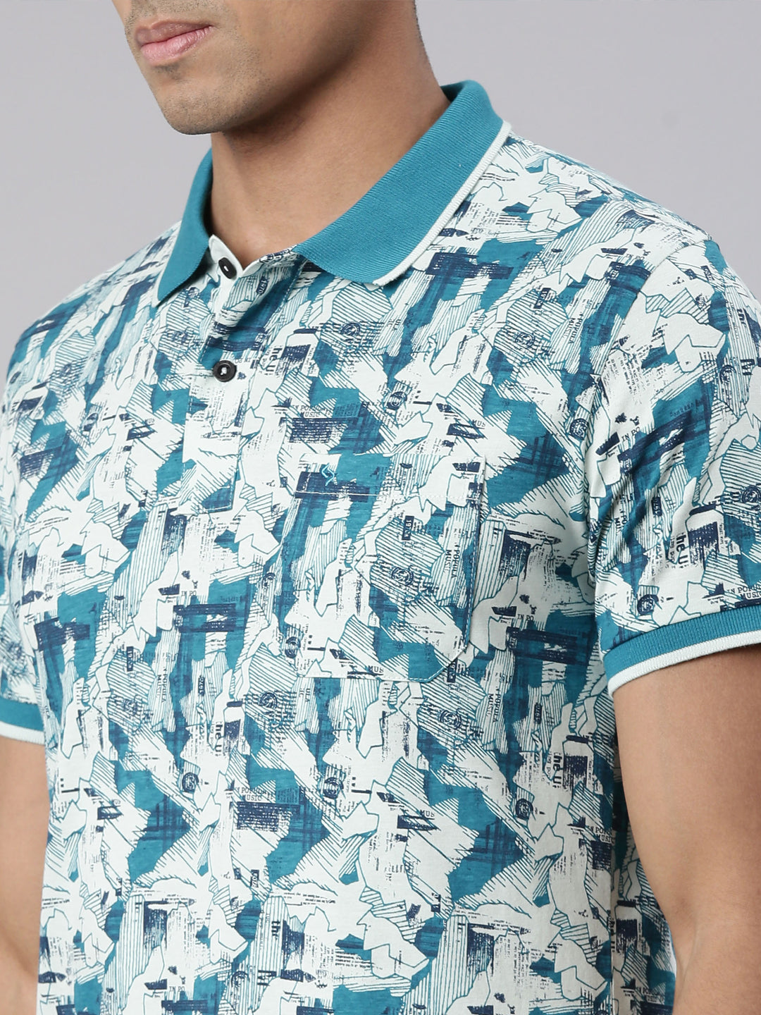 Classic Polo Men's Half Sleeve Blue/White Polo Neck Cotton Blend Slim Fit T-Shirt | BELLO - 305 B SF P