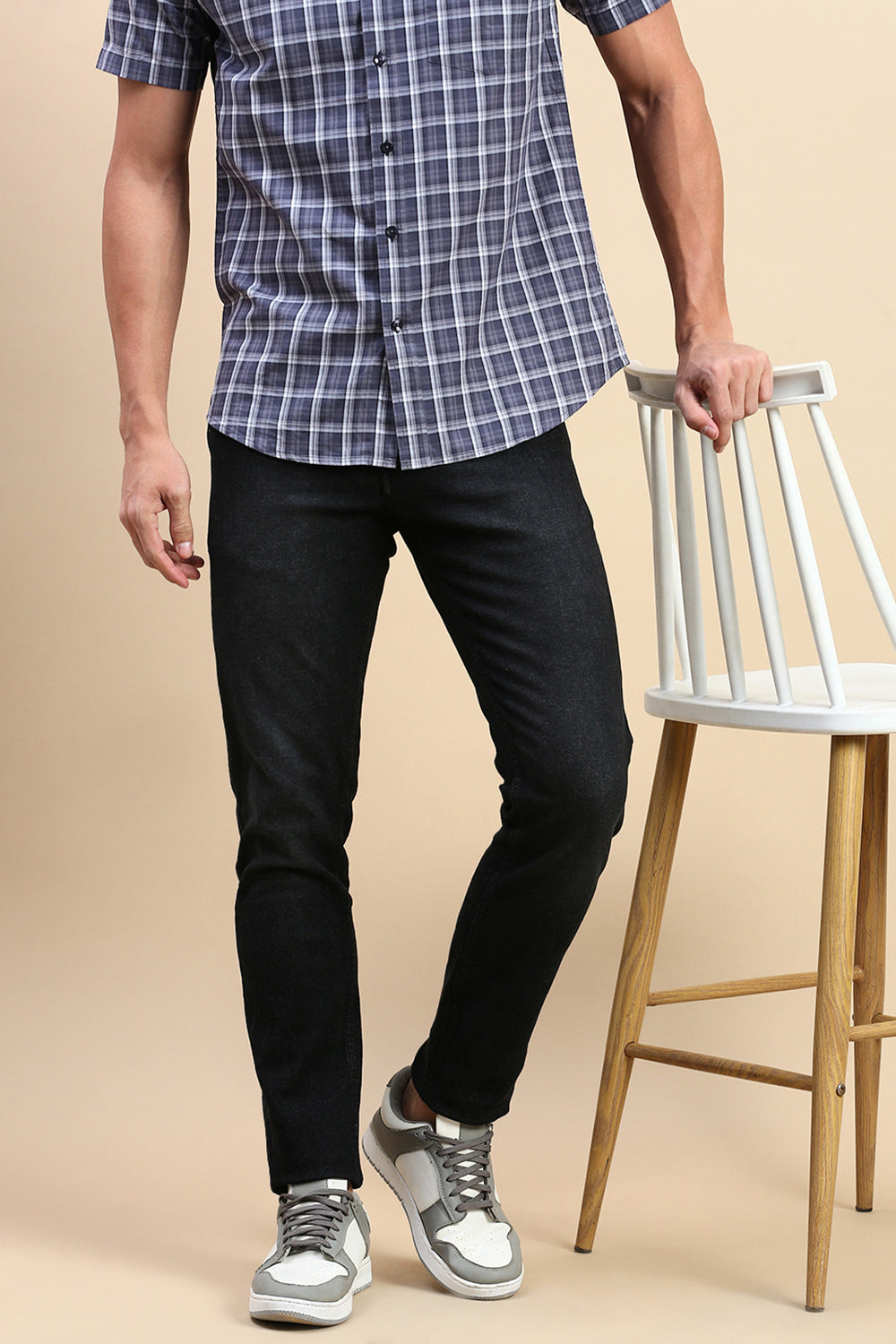 Classic Polo Men's Black Slim Fit Solid Denim | MEZCLILLA-BLK-SK