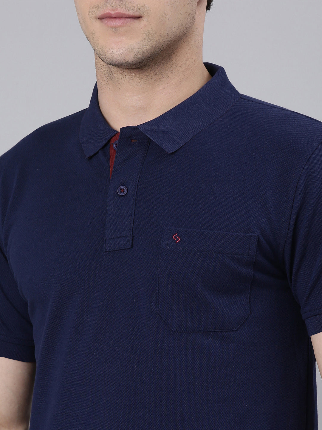 Classic Polo Men's Half Sleeve Navy Blue Polo Neck Slim Fit Solid T-Shirt | TOY-VIROK-NAVY SF P