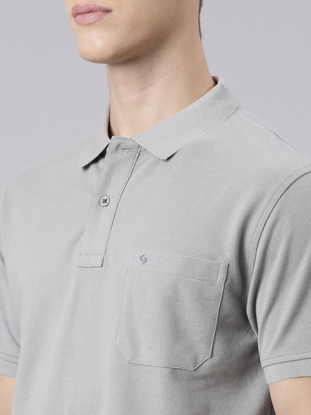Classic Polo Men's Half Sleeve Grey Polo Neck Slim Fit Solid T-Shirt | TOY-VIROK-SILVER SF P