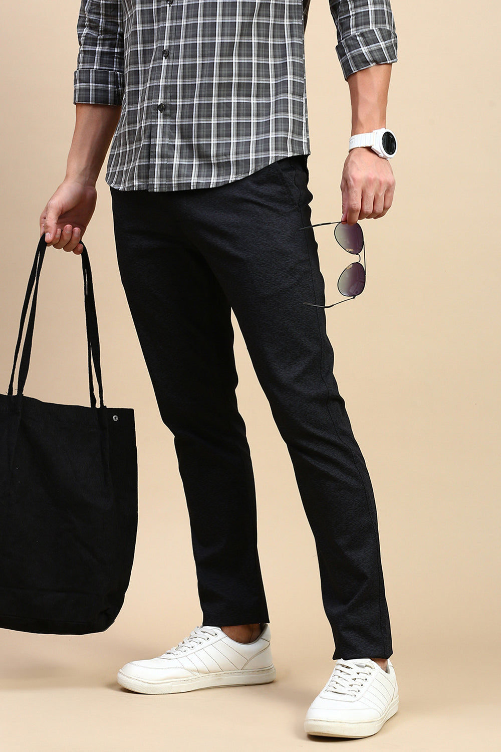 Classic Polo Men's Black Moderate Fit Solid Trouser | TP2-CL 11 B-BLK-MF-LY