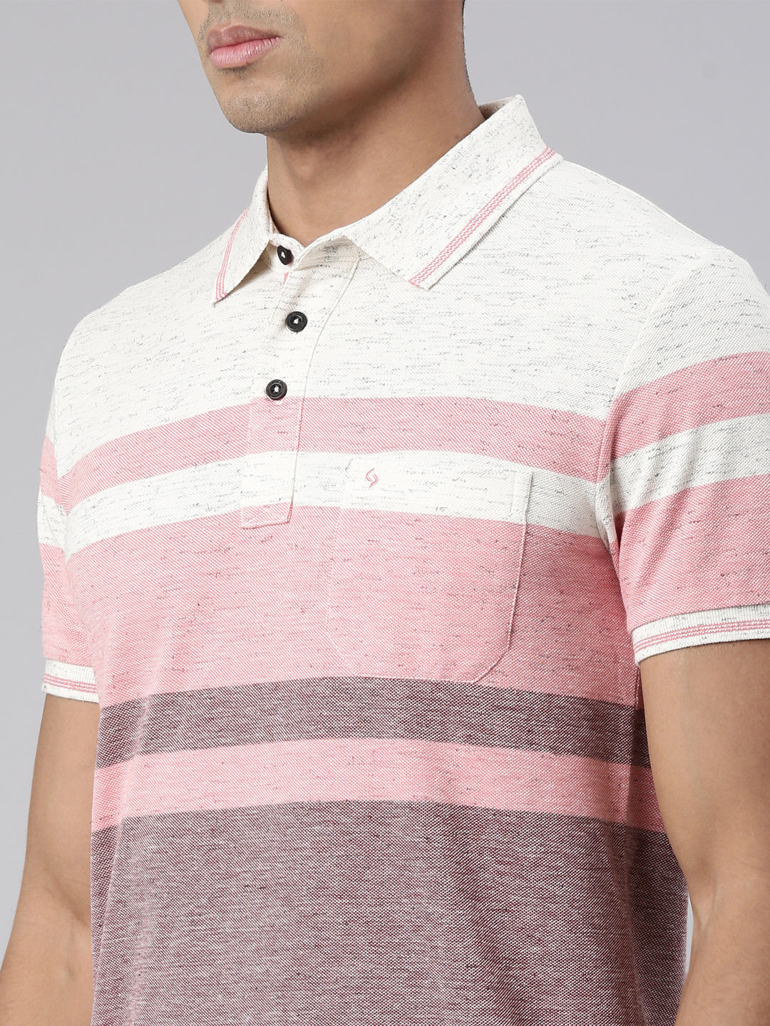 Classic Polo Men's Half Sleeve White/Maroon Polo Neck Cotton Blend Slim Fit T-Shirt | VTA - 272 A SF P