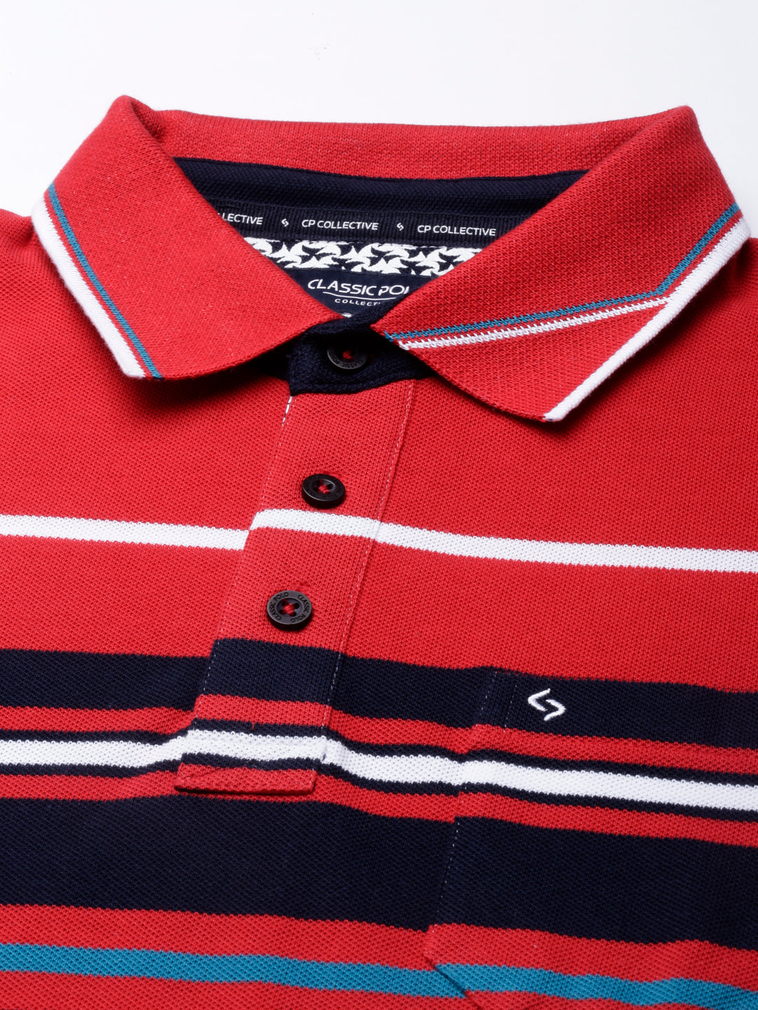 Classic Polo Mens Striped Red Polo Neck Slim Fit T-Shirt | VTA - 261 B SF P