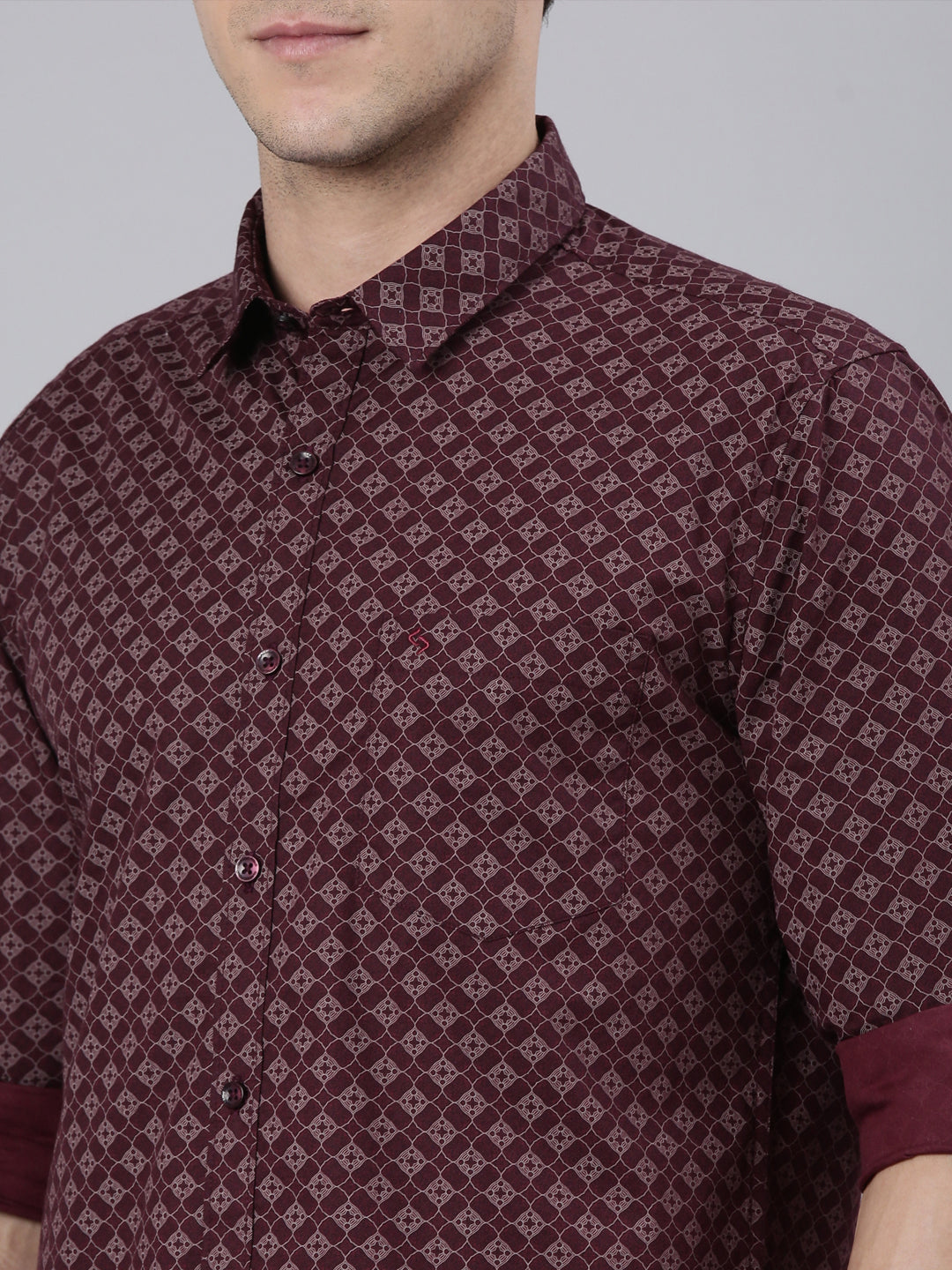 Classic Polo Men's Full Sleeve Burgundy Polo Neck 100% Cotton Slim Fit Shirt | SP2-CL-56 A-FS-PRT-SF