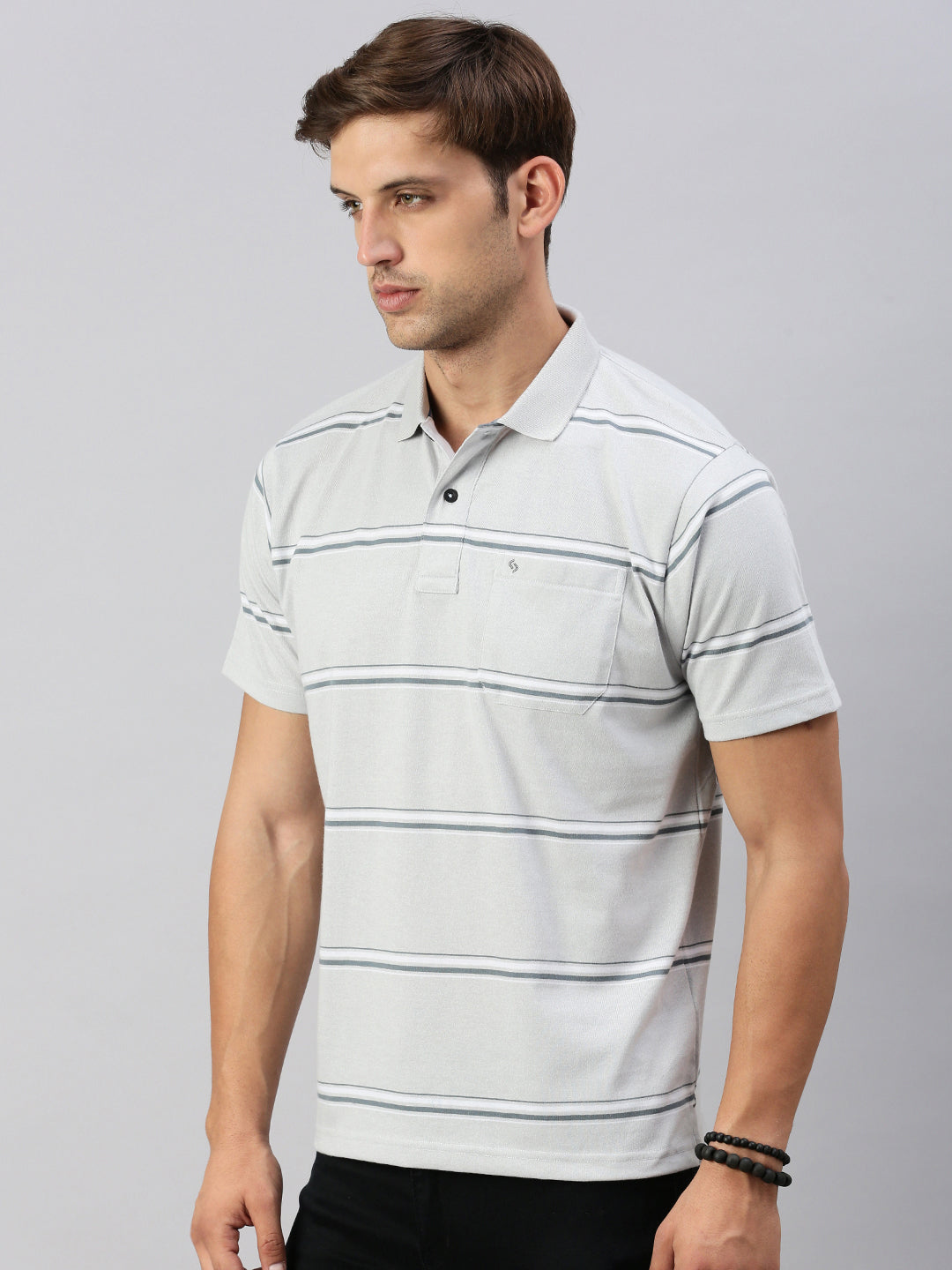 Classic Polo Men's Half Sleeve Grey Polo Neck Cotton Authentic Fit T Shirt | AVON - 586 A AF P