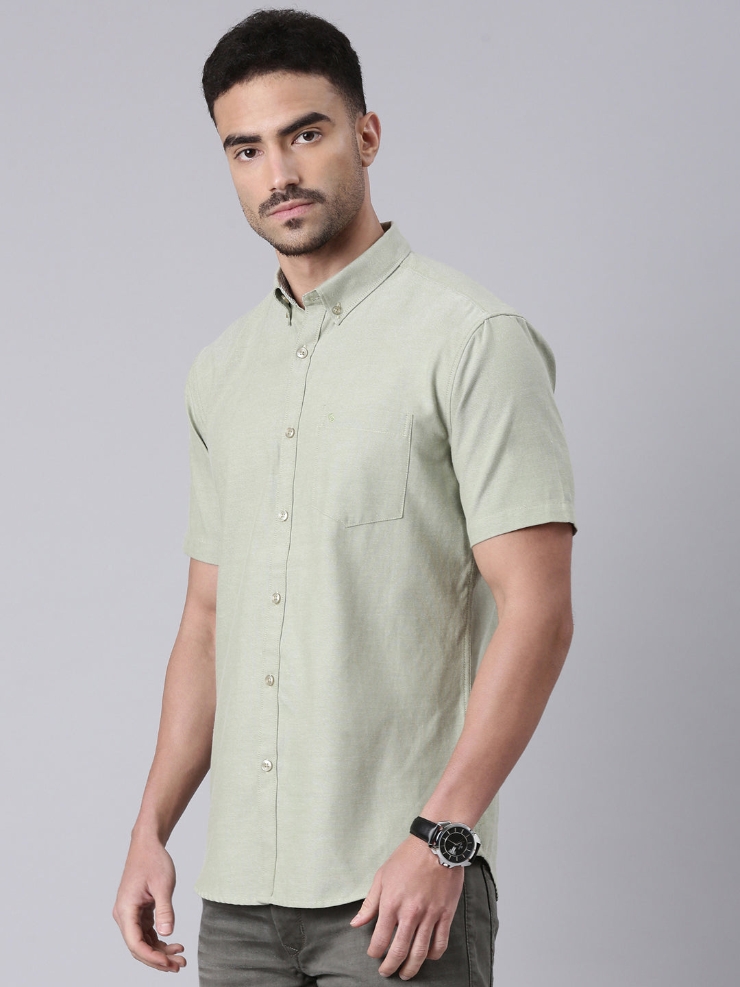 Classic Polo Men's Half Sleeve Green Polo Neck Slim Fit Solid Cotton Casual Shirt | TOY-ENZO-GREEN MF HS