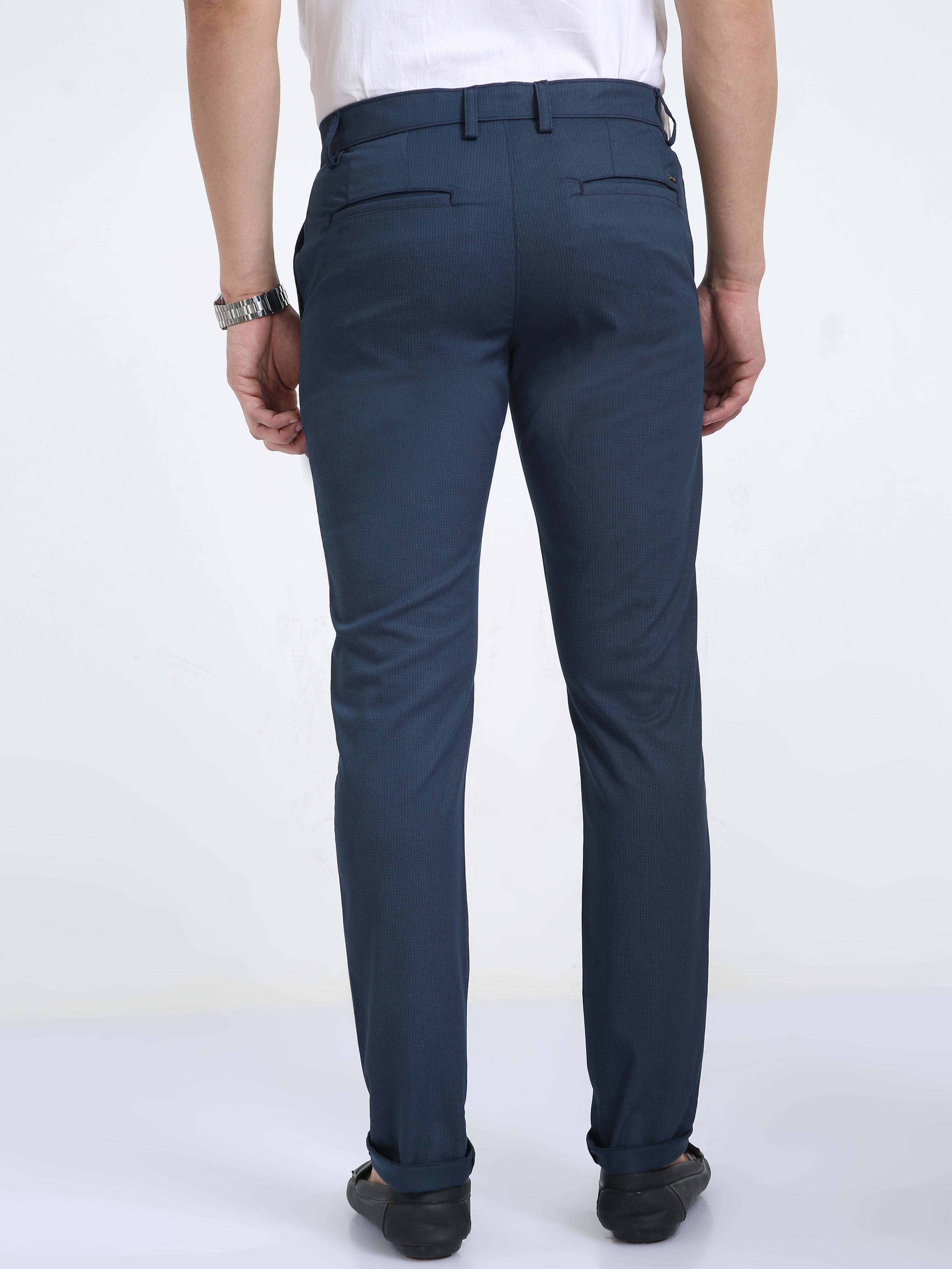 Classic Polo Mens Moderate Fit Solid Blue Color Trousers | To2-35 A-Blu-Mf-Ly
