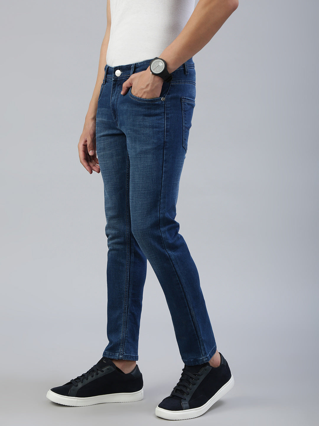 Classic Polo Men's Blue Slim Fit Solid Denim||CPDQ1-11-MBLU-AF