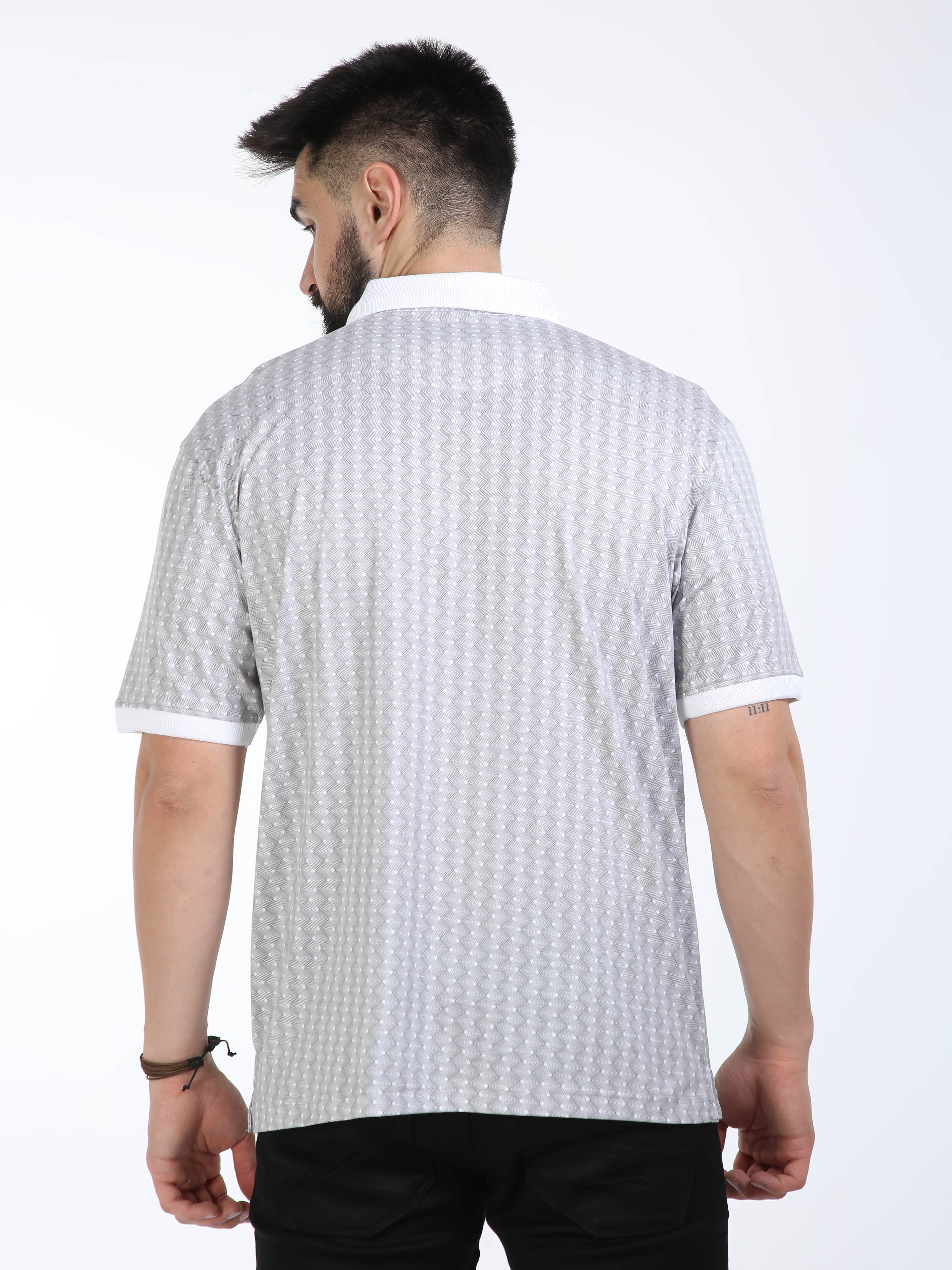Classic Polo Mens Cotton Half Sleeves Floral Authentic Fit Polo Neck Cream Color T-Shirt | Swank - 05 A Af P