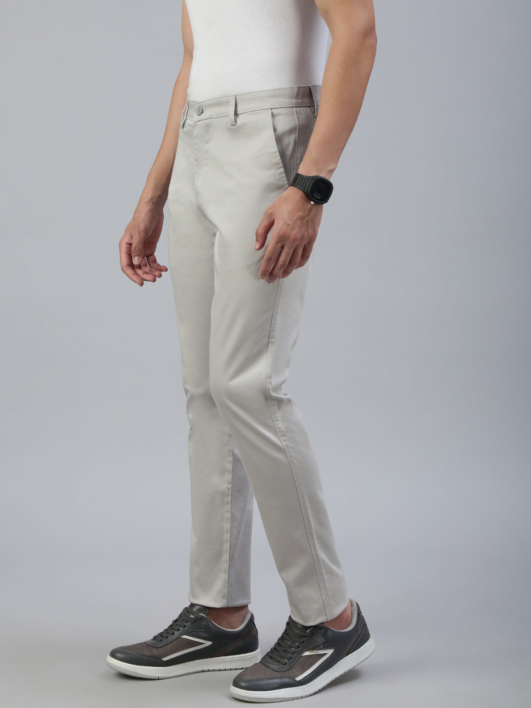 Classic Polo Men's Grey Moderate Fit Solid Casual Trouser||TQ1-CL-31 D-GRY-MF-LY