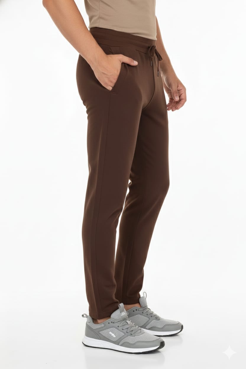 Classic Polo Men's Coffee Brown Solid Cotton Slim Fit Trackpant | CR-INOX-COFFEE BROWN