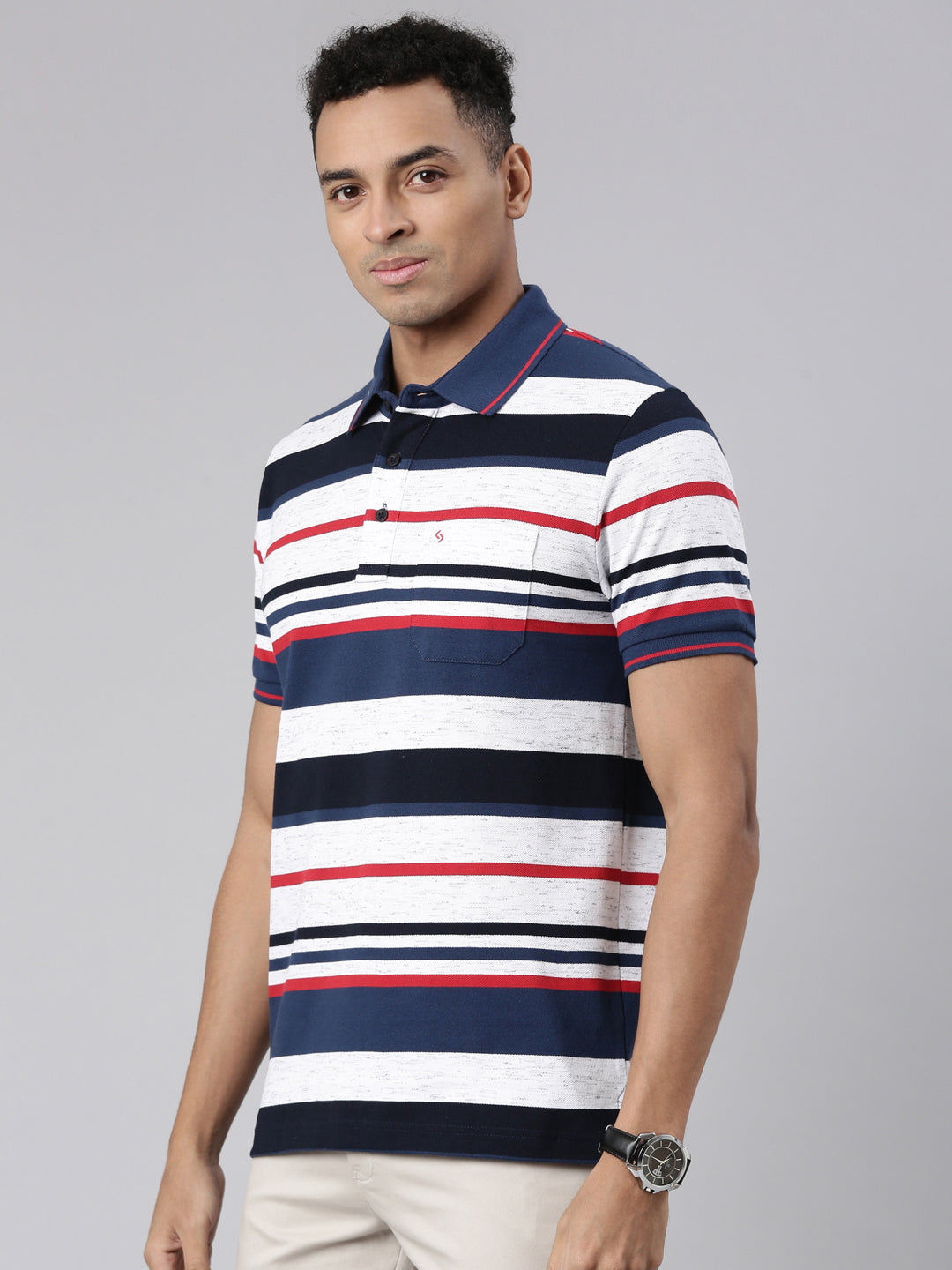 Classic Polo Men's Half Sleeve Multi Polo Neck Cotton Blend Slim Fit T-Shirt | VTA - 275 A SF P