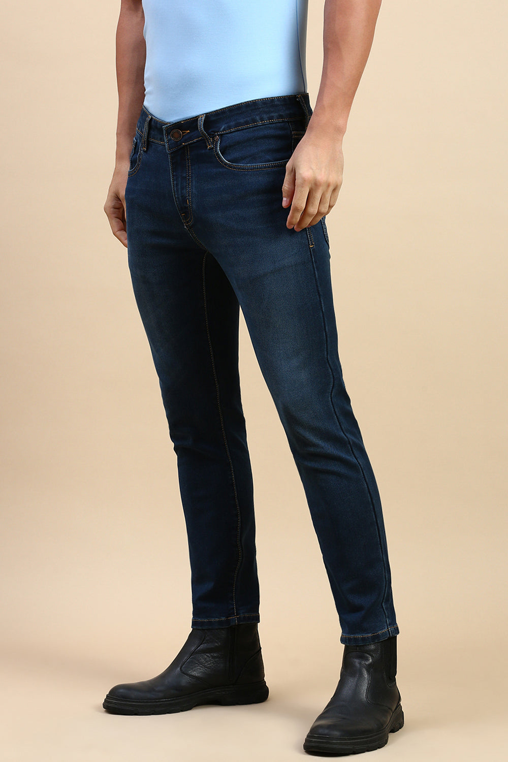 Classic Polo Men's Navy Ankle Fit Solid Denim | CPDO2-58 NVY-AF-LY