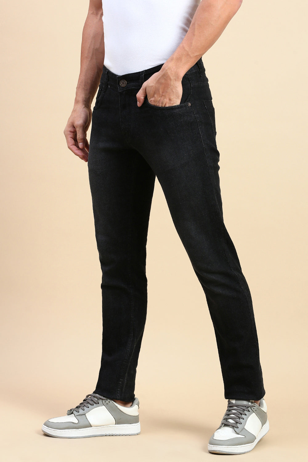 Classic Polo Men's Black Slim Fit Solid Denim | MEZCLILLA-BLK-SK